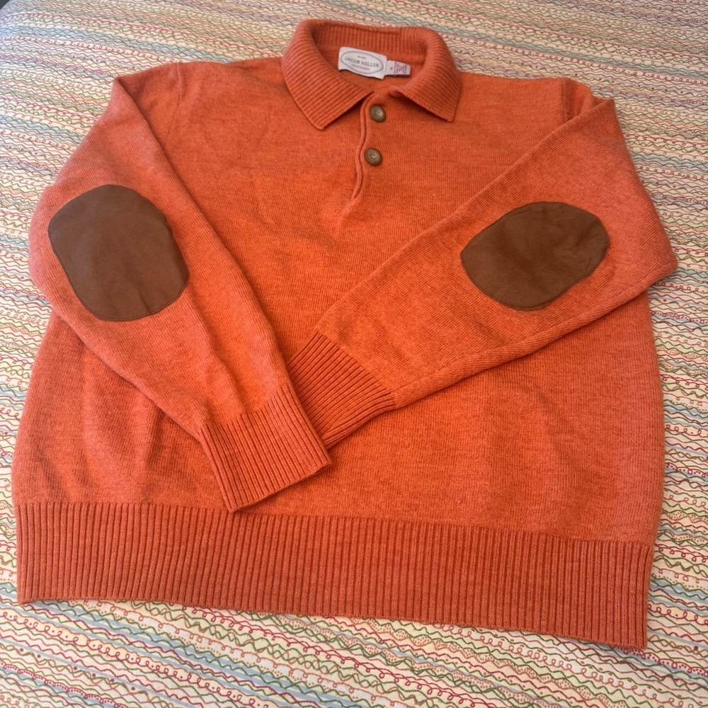 Jacob Miller Men's Merino Wool Sweater with Elbow Patches Size XL